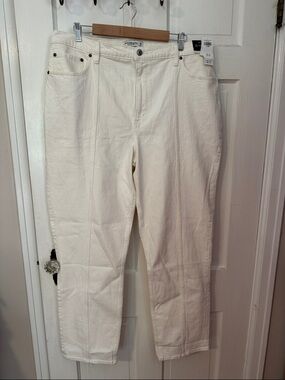 NWT Abercrombie & Fitch Curve Love Ultra High Rise 90's Str Cream Denim 34/18